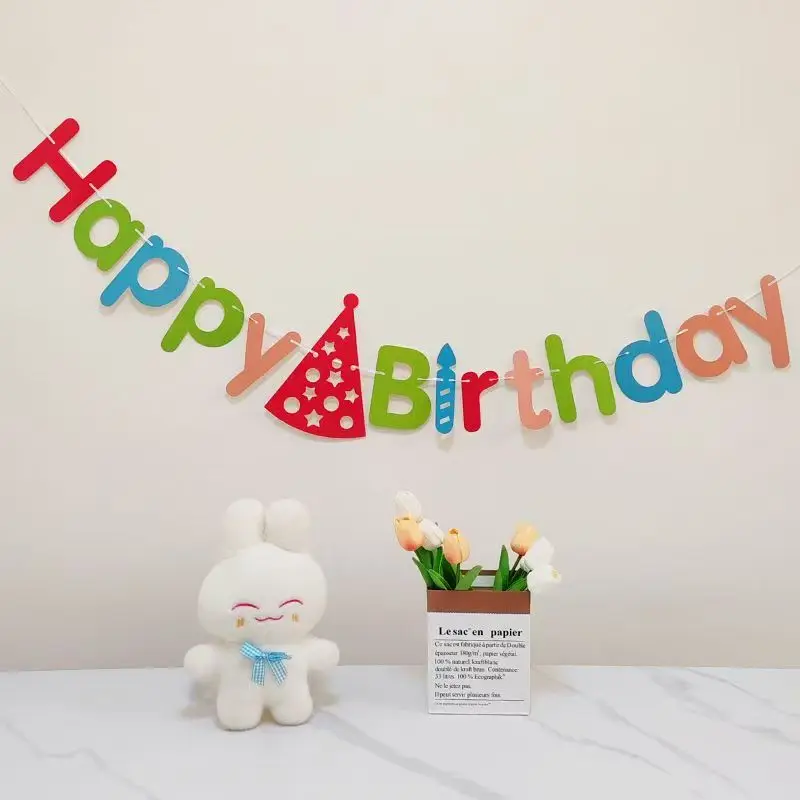 NEUE Happy Birthday Banner Wimpelkette Partydekoration Kinderdeko Kinderschmuck Baby Bunte Mädchen Jungen Partyzubehör – Detail 8
