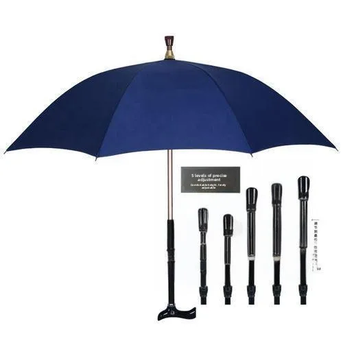 

Adjustable Height Walking Stick Umbrella Anti-Slip Rainproof Travel Separable Cane Mountain Climbing Rod Gift Printed LOGO