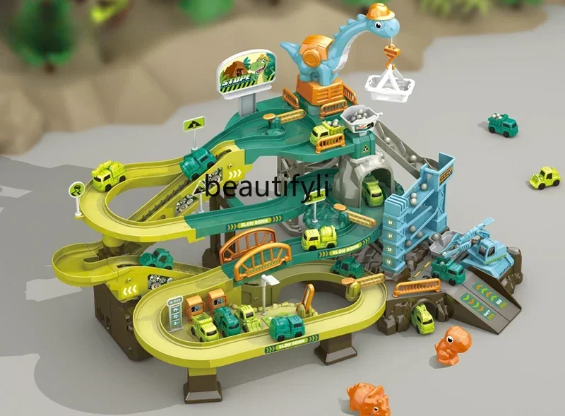 Dinosaurus treinwagon kosten kleine trein parkeerplaats speelgoedauto grote avontuurlijke jongen puzzel