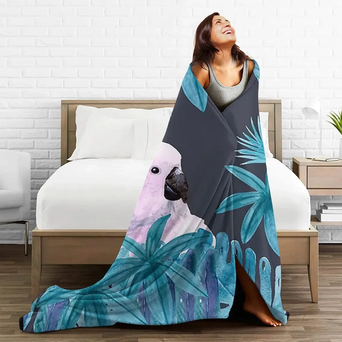 

Parrot Baby Blankets Colorful Feather Tropical Coral Fleece Plush Decoration Warm Throw Blankets for Sofa Outdoor Rug Piece