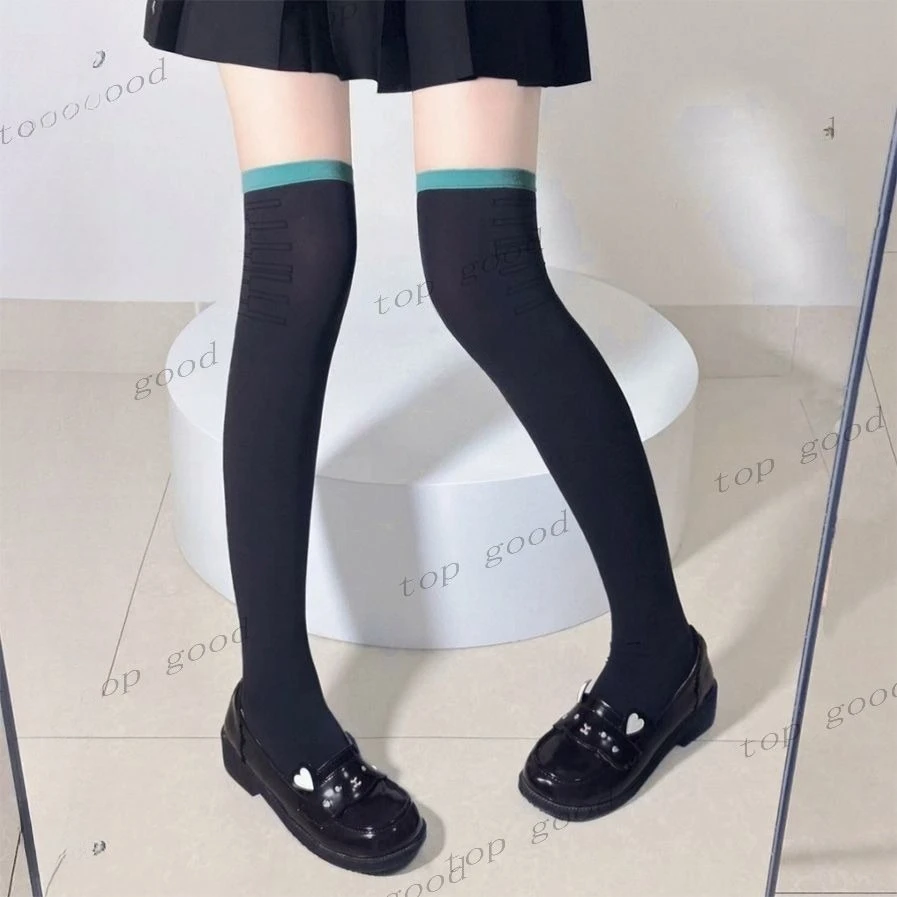 Comic Women Miku Cosplay stocking Anime Character Miku coser Uniform black stocking with blue edge socks costumes