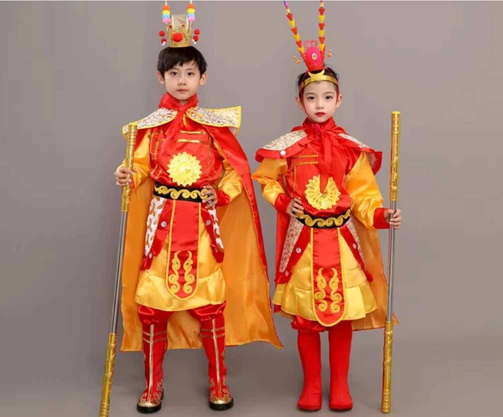 

Сунь Укун, Король обезьян, детский комплект, костюм для взрослых «Путешествие на Запад», костюм для выступлений, полный комплект «Король обезьян»