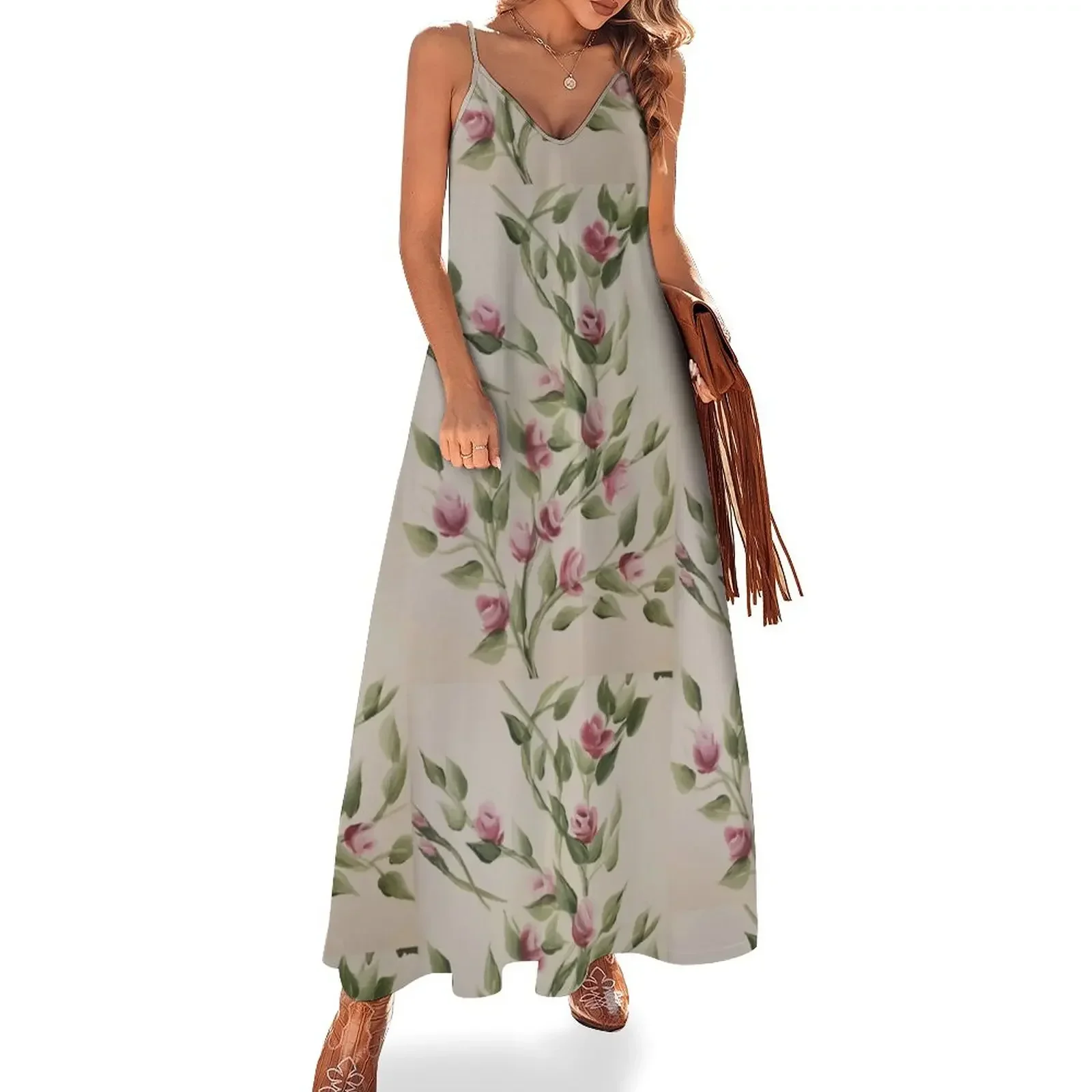 

Hand Painted Rose Buds A Buddin' Sleeveless Dress summer dress womens 2024 dresses korean style Dress