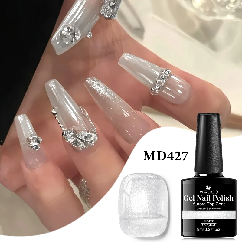 8 مللي أورورا معطف فوقي لتقوم بها بنفسك مسمار الفن لوازم هلام لتصميم مانيكير UV LED نقع قبالة طويلة الأمد الورنيش مثالية لصالون المنزل #3