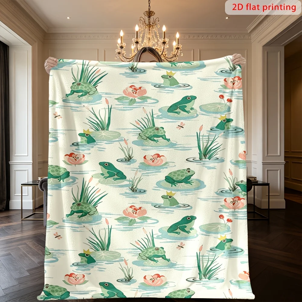 Cute Frog Lily Pad Blanket Throw Realistic Pond Animal Nursery Decor Gift 150x200cm Cozy Plush Home Accent Rug