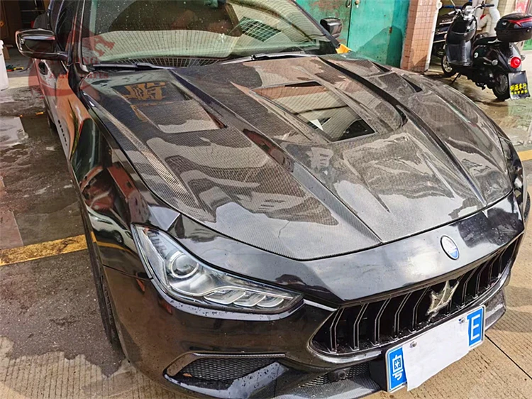 Für 14-21 maserati ghibli verbessert die transparente Motorhauben-Kopf bedeckung aus Kohle faser