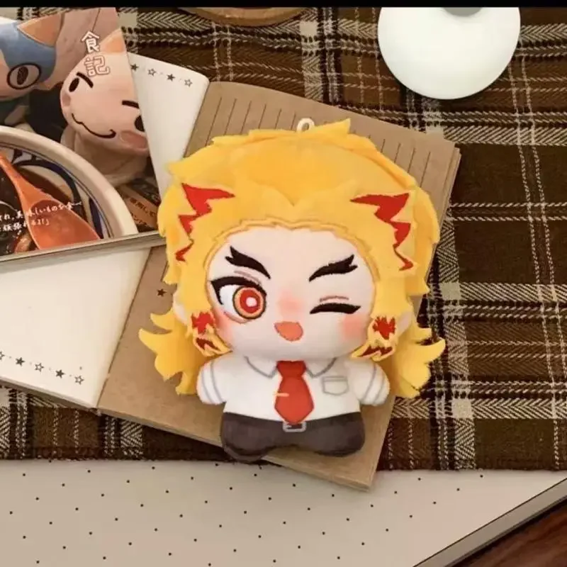 Cartoon Anime Demon Slayer Rengoku Kyoujurou Soft Plush Doll Creativity Backpack Keychain Zipper Decoration Fans Collection Gift