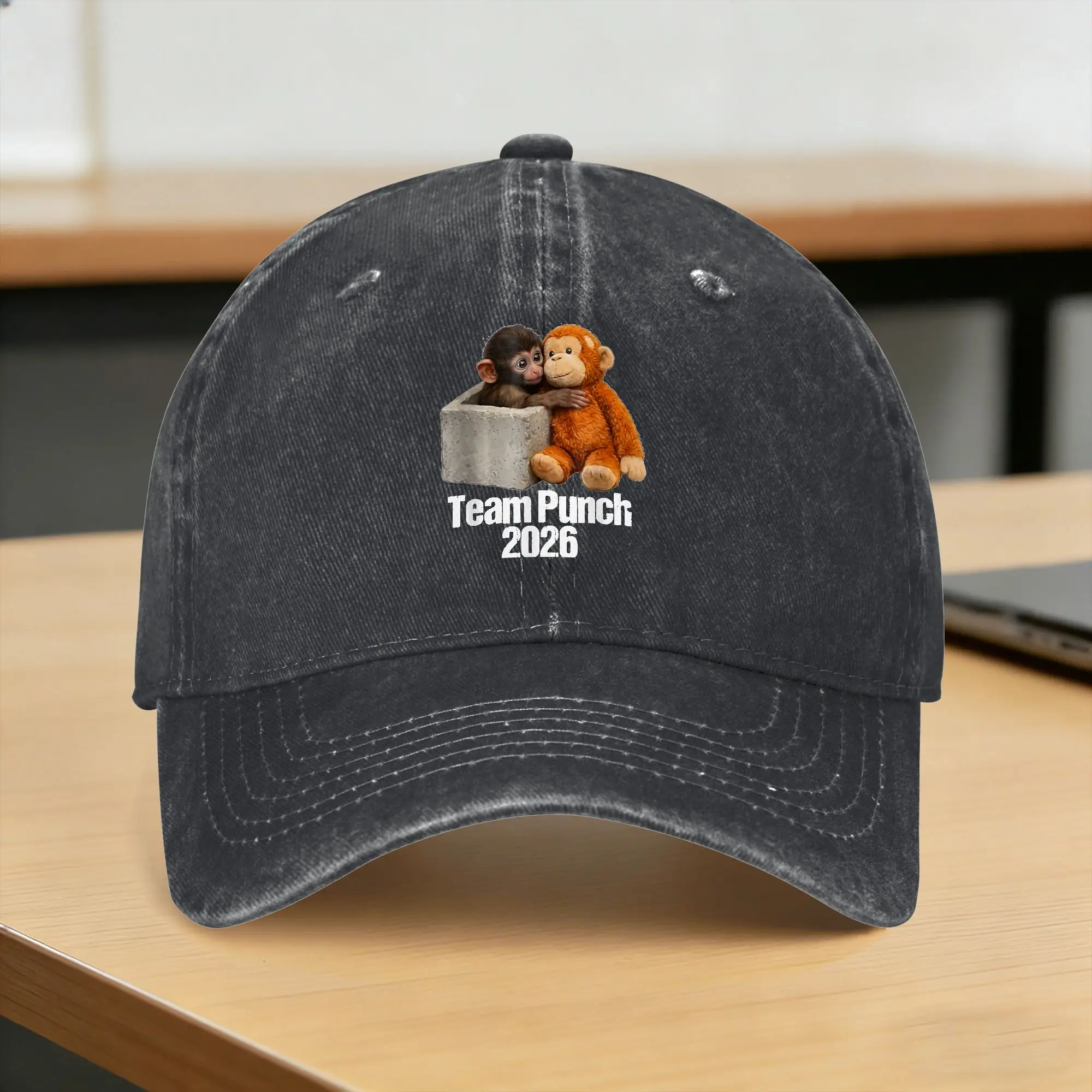 

Baby Monkey Cute Monkey Team Punch 2026 Zoo Washed Baseball Cap Retro Sun Hip Hop Hats Summer Men Outdoor Sport Snapback Cap