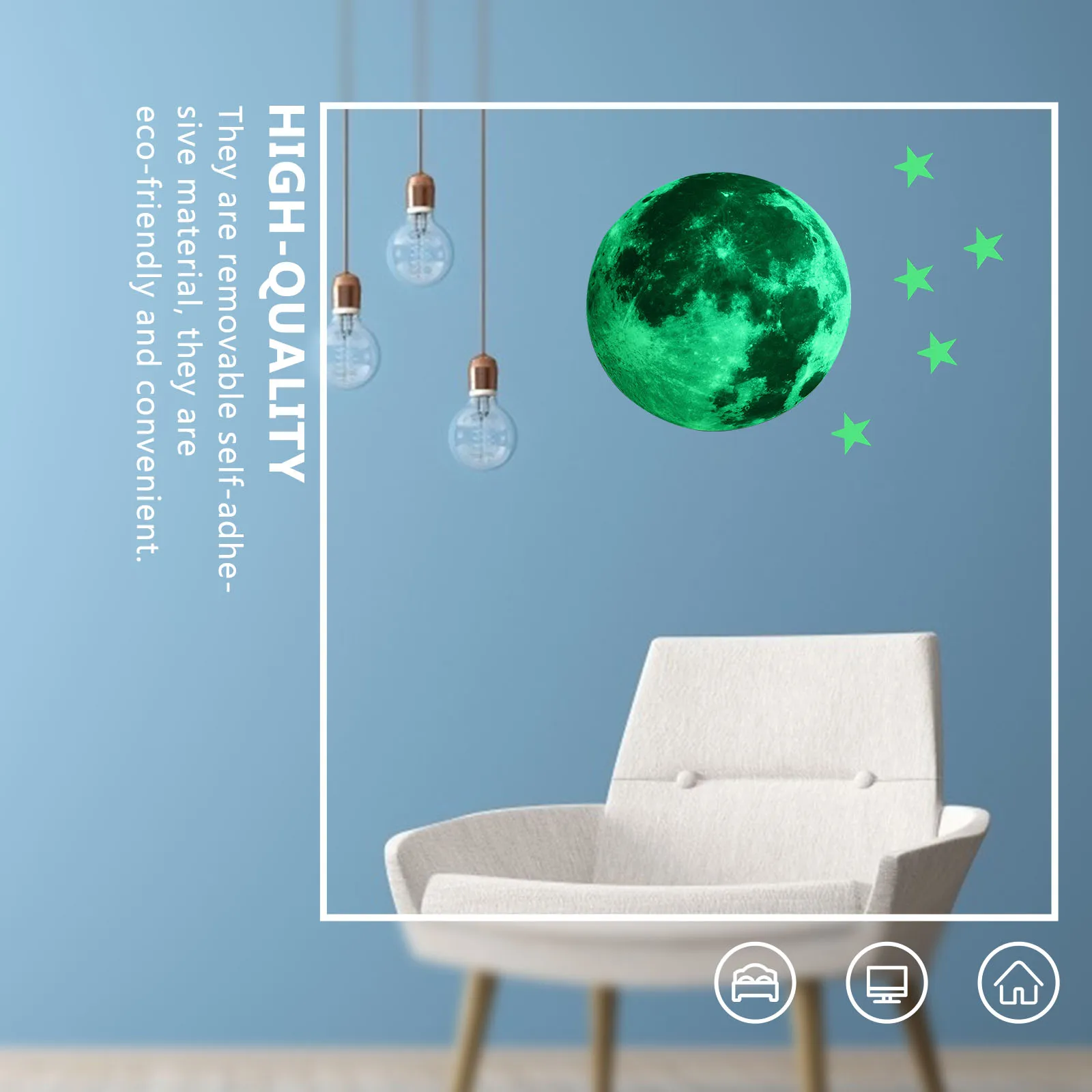 

Luminous Stickers Glow The Dark Wall Decoration Ceiling Decals Star