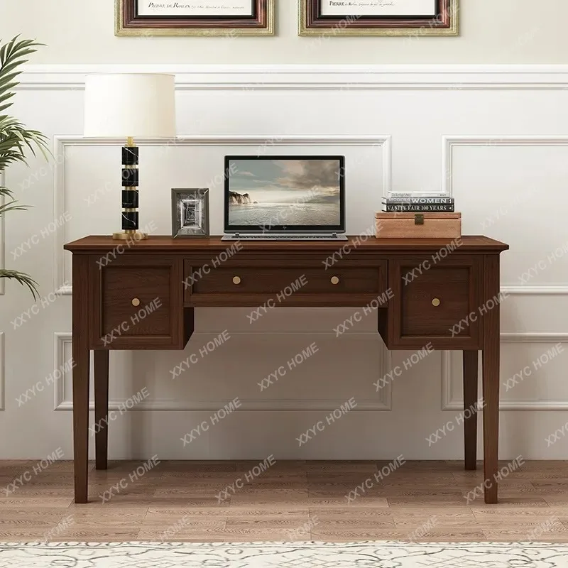 XXSolid wood desk Simple modern ash wood walnut desk Student home