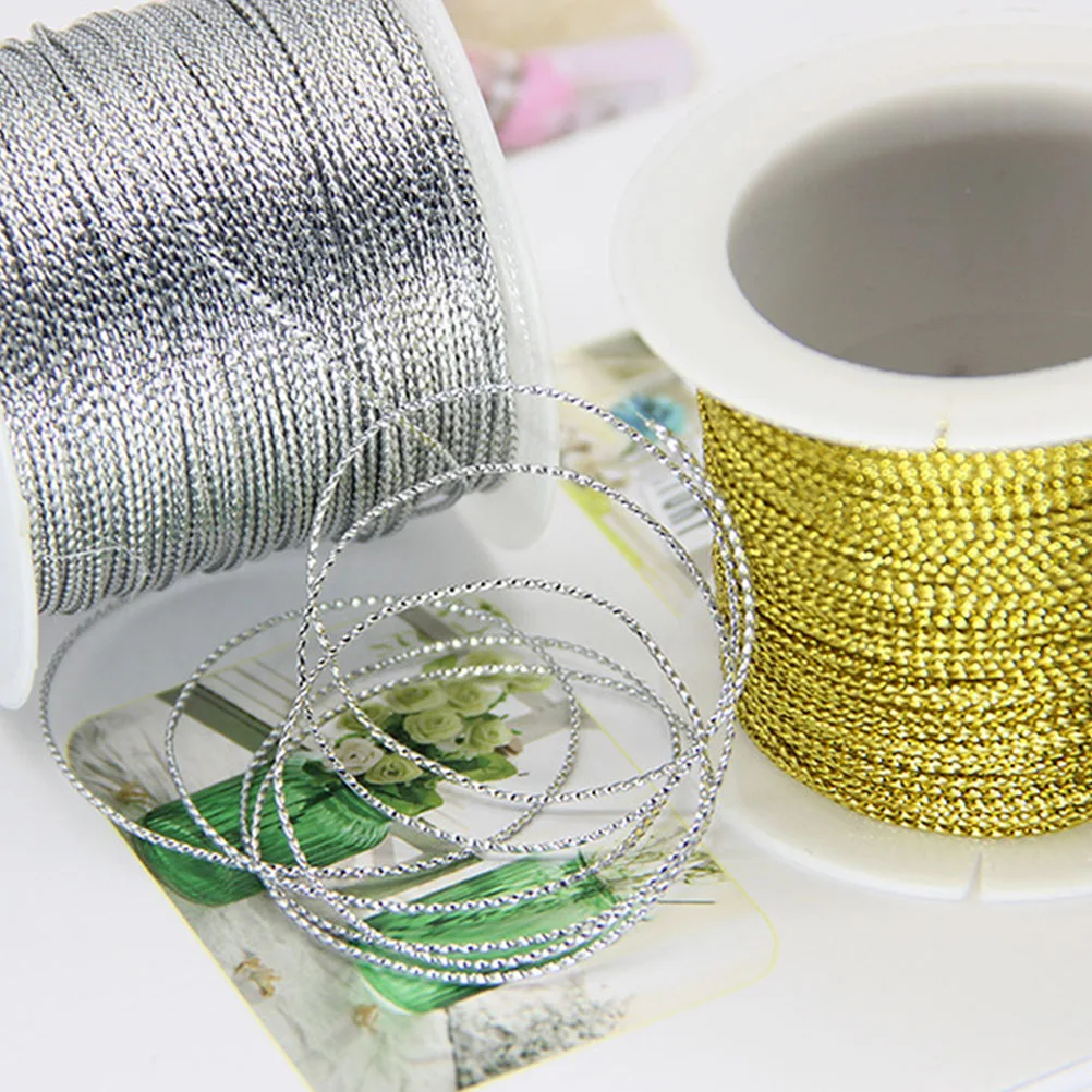 

4Pcs Tag Cords Rope Metallic Beading String Jewelry DIY Thread Gold Silver Craft Decoration Supplies Beading Cord