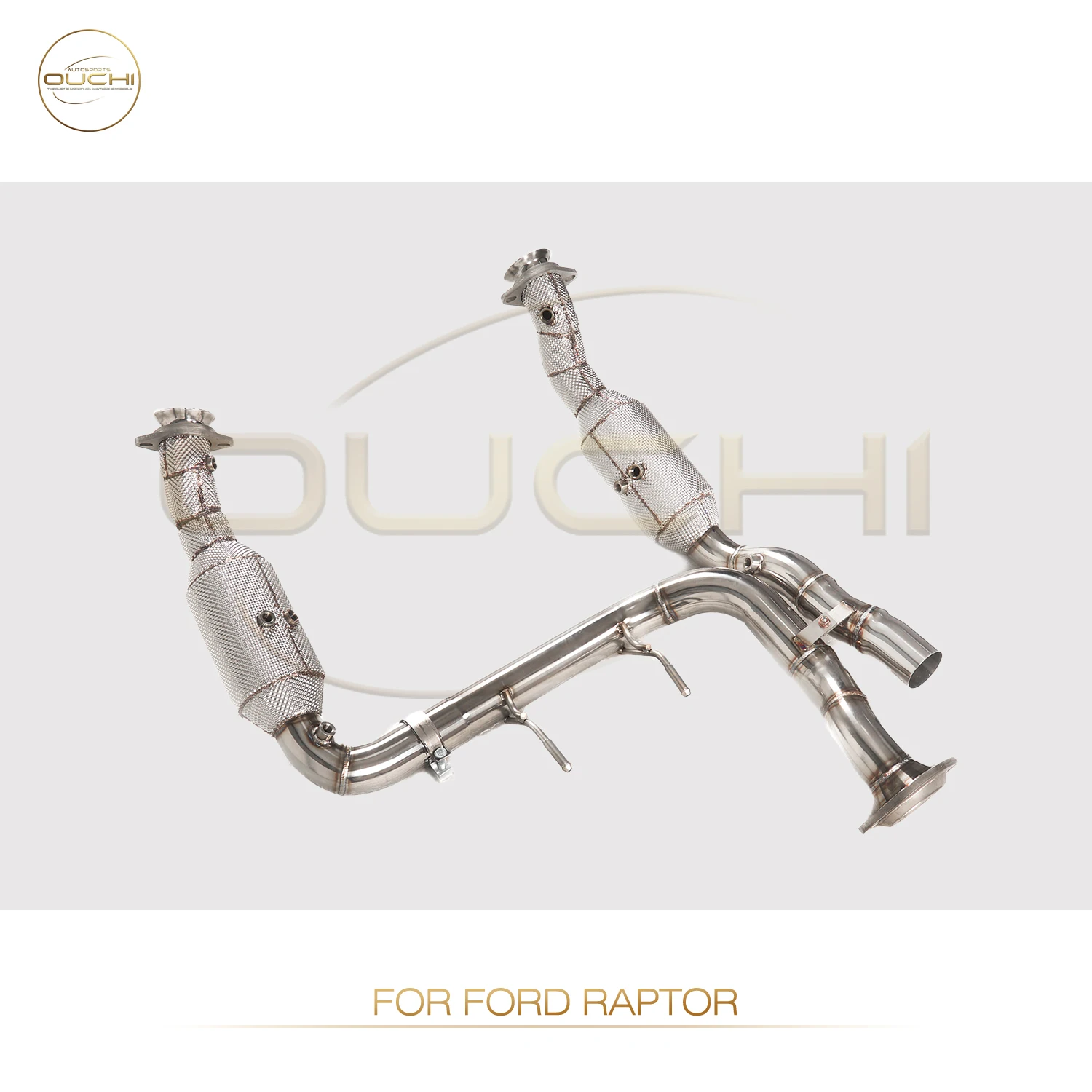 

OUCHI Exhaust System High Flow Performance Downpipe for Ford Raptor F150 3.5T 2023+ With Heat Shield Racing Pipe