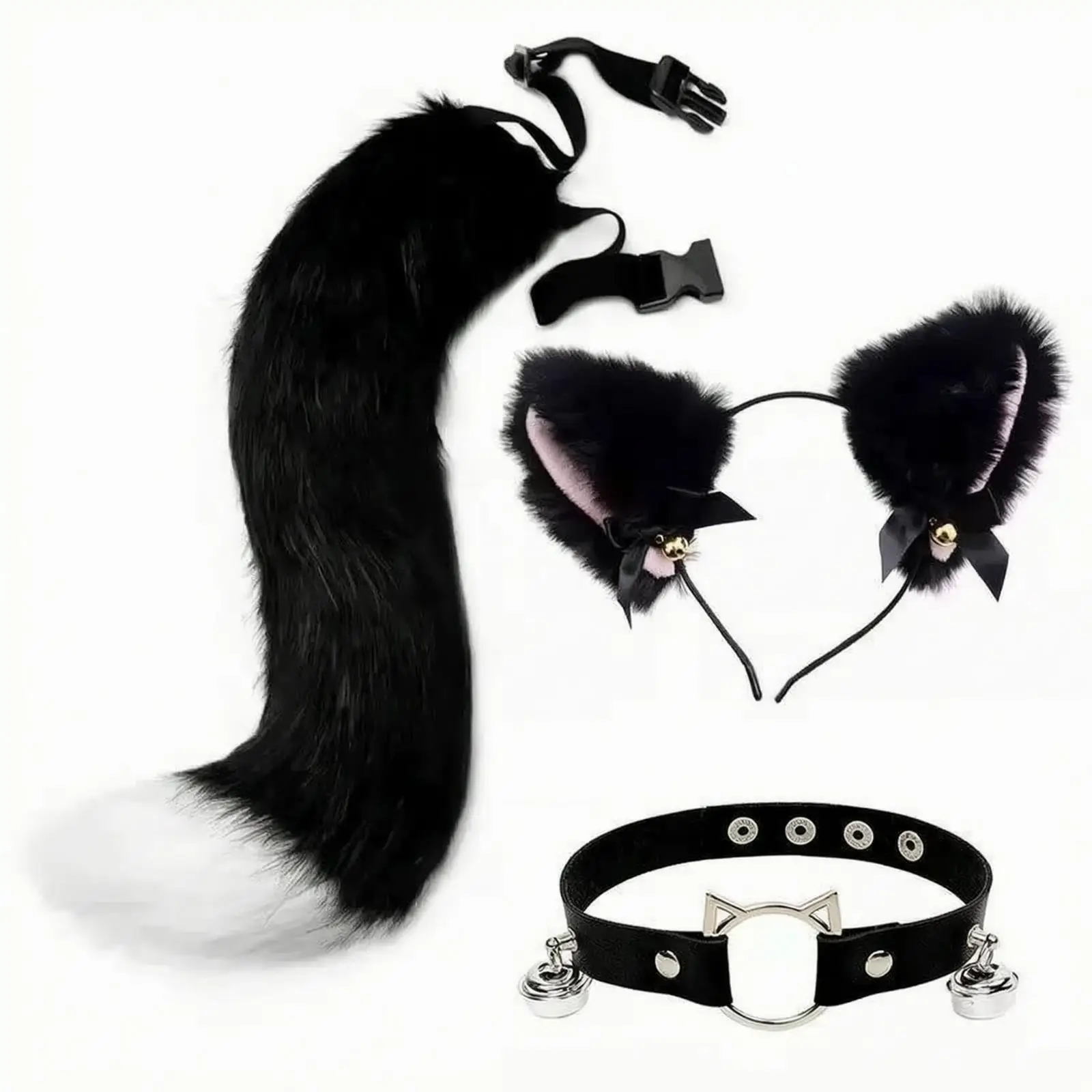 Faux Hair Tail with Adjustable Strap Shaggy Faux Hair Tail Furry Cosplay