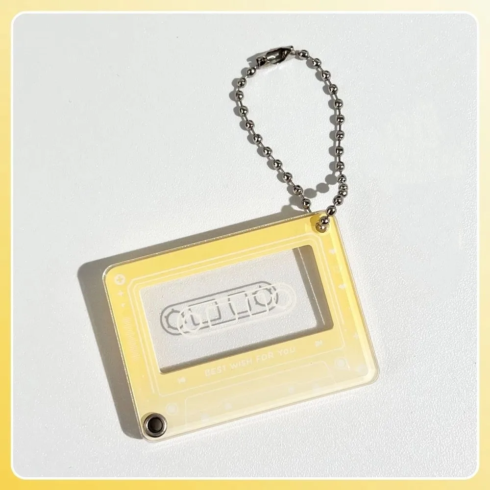 Creative Music Player Photo Frame Keychain 1 Inch Photocard Case Photo Organizer Acrylic Slide Hanging Pendant For Bag Gift