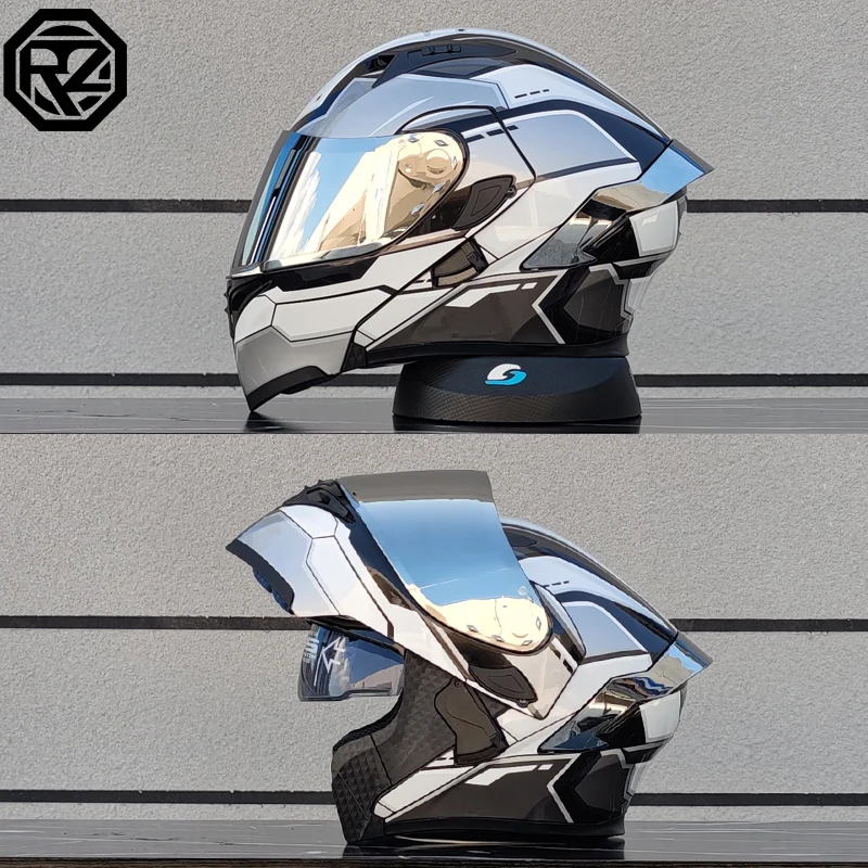 ORZ Professional Motorcycle Dual Lens Modular Flip Helmet Personalized Tail Wing DOT Approved Casco Para Motos