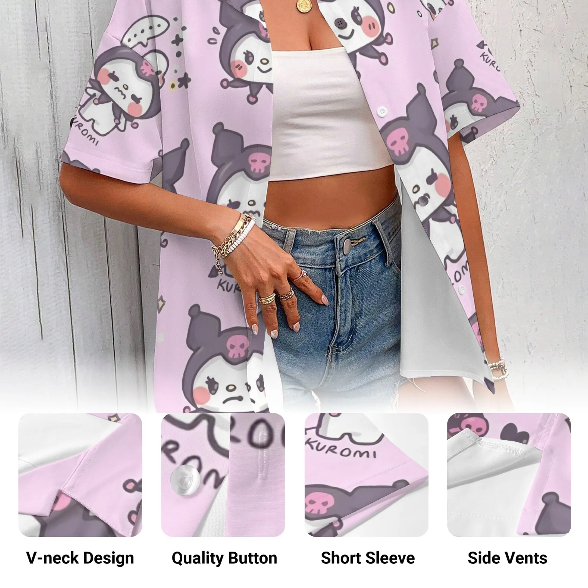 Kuromi Shirt Damen Kuromi Shirt Langarm Unisex Damen T-Shirt Damen Kleidung Koreanische beliebte Kleidung Damen Kleidung Y2k Top