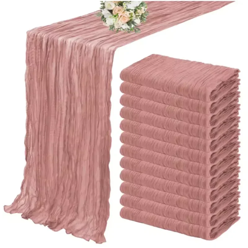 10pcs/set 90*300CM Cheese Cloth Gauze Table Runner Rustic Wedding Table Decor Boho Wedding Reception Christmas Table Runners