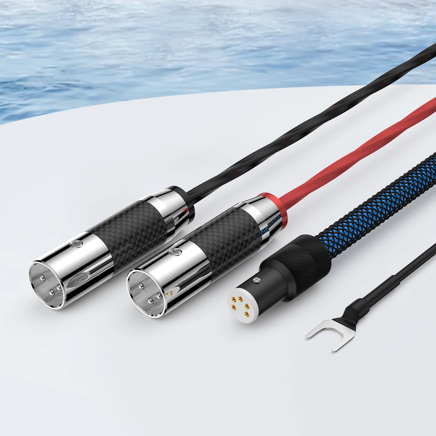 HIFI Viborg LC802 5N OFC Silver Plated Tonearm Cable with 5 Pin DIN Female to XLR Male Ground U Spade Plug Audio Phono Cable