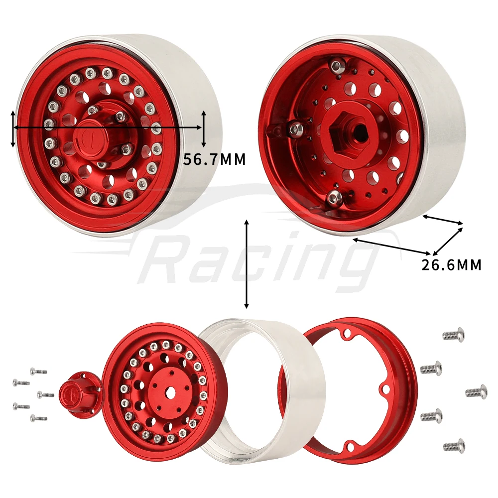 1/4 szt. 9 Cal Beadlock felgi na piastę koła felgi ze stopu aluminium do TRX4 TRX6 osiowy SCX10 III AXI03007 GRT EX86190 1/10 gąsienica RC