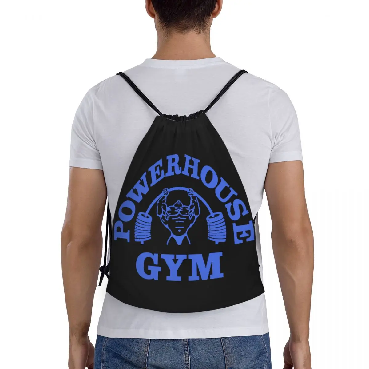 Bolsas de gimnasio con cordón para entrenamiento, mochilas de Yoga para hombres y mujeres, culturismo, deportes musculosos, azul personalizado