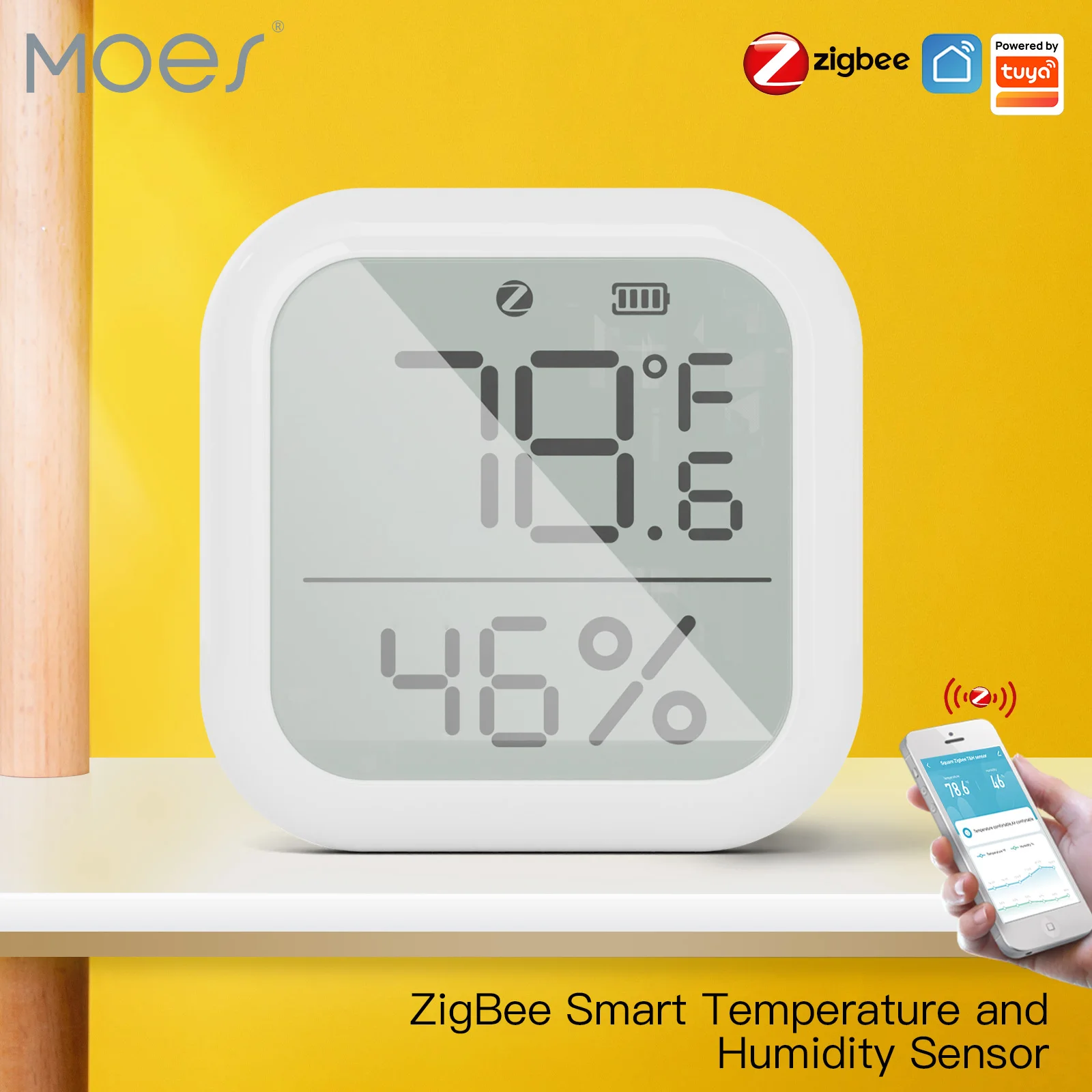 Tuya inteligente zigbee temperatura e umidade sensor higrômetro interior com display lcd digital vida inteligente app controle remoto