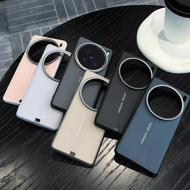 High-End Business Leather MagSafe Magnetic Phone Case for Vivo X100 Ultra X100 Pro X200 Pro Metal Button High Quality Leather - Image 3