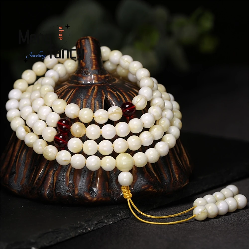 

Popular White Amber 108-Bead Amber Bracelet Buddhist Prayer Beads Necklace, Bracelet, Beaded For Men And Women Elegant Exquisite