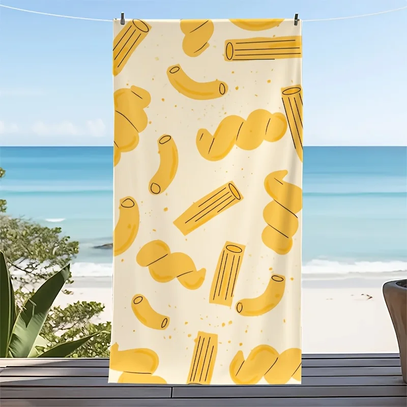 1pc Summer Creative Spaghetti Pasta Pattern Beach Towel - Stylish Casual Beach Towel Sun-Protective