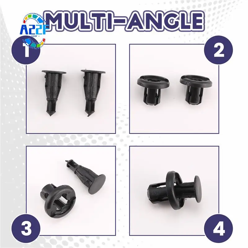 

A22F-200PCS Зажимы для бампера 10 мм Клепеж для крыльев для Honda и Acura Пластиковые заклепки-фиксаторы 91503-SZ3-003