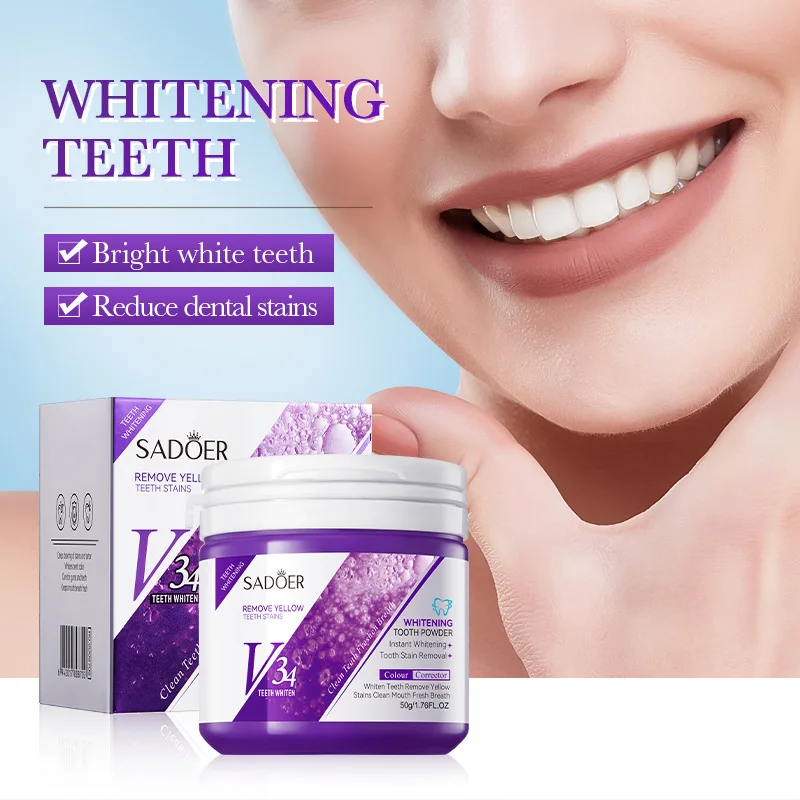 V34 Whitening Tooth Powder Deep Cleaning Dental Care Oral Blanchiment Dentaires Protect Teeth 60g