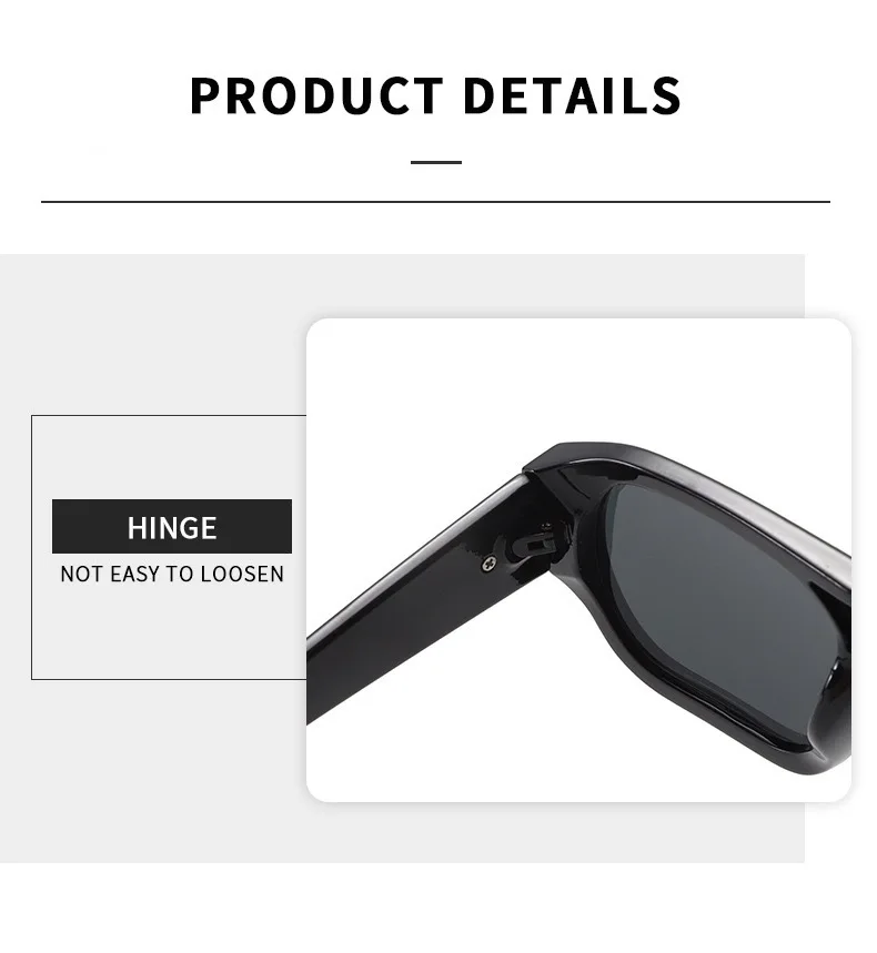 Neue Vintage Quadratische Sonnenbrille für Damen und Herren Marken-Rechteck-Sonnenbrille Ovale Brillen für Männer und Frauen – Detail 5