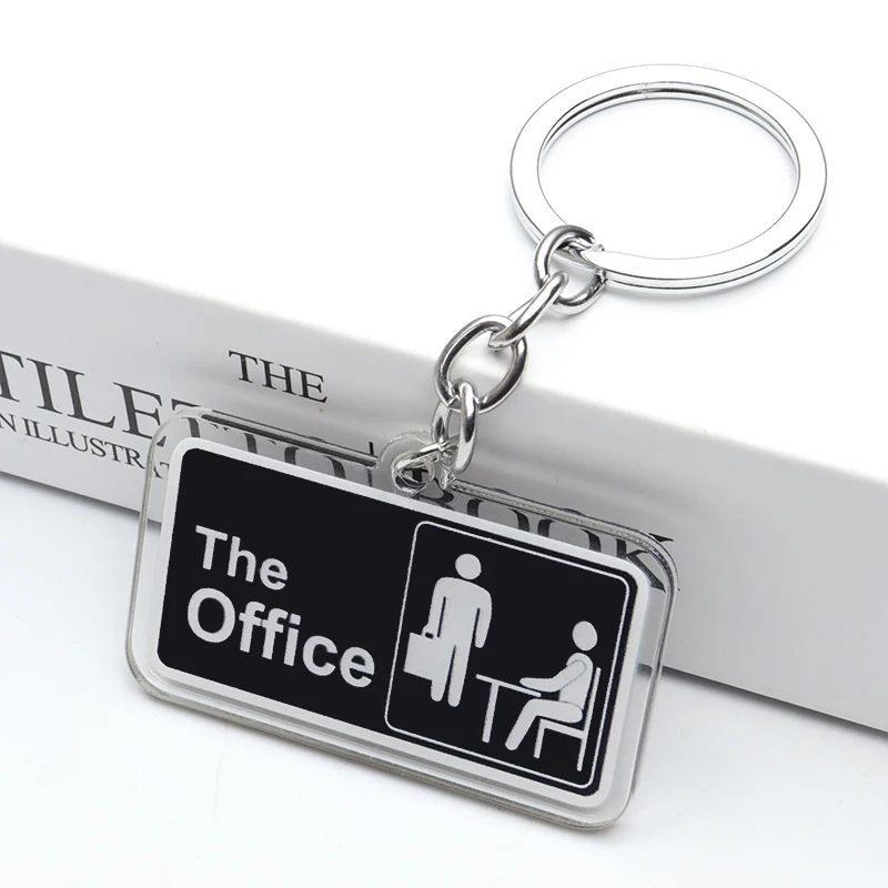 Hot TV The Office Series Funny Acrylic Keychain Michael Scott Dwight Schrute Figure Keyring Keys Bag Pendant Fans Gift Souvenir