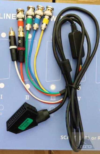 EU SCART or JP RGB21 Female to BNC, Color Monitor Use Broom Head Cable
