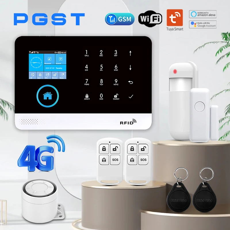 4G WiFi Alarm System for Home Security Compatible with Alexa, Tuya App Control No Monthly Fees