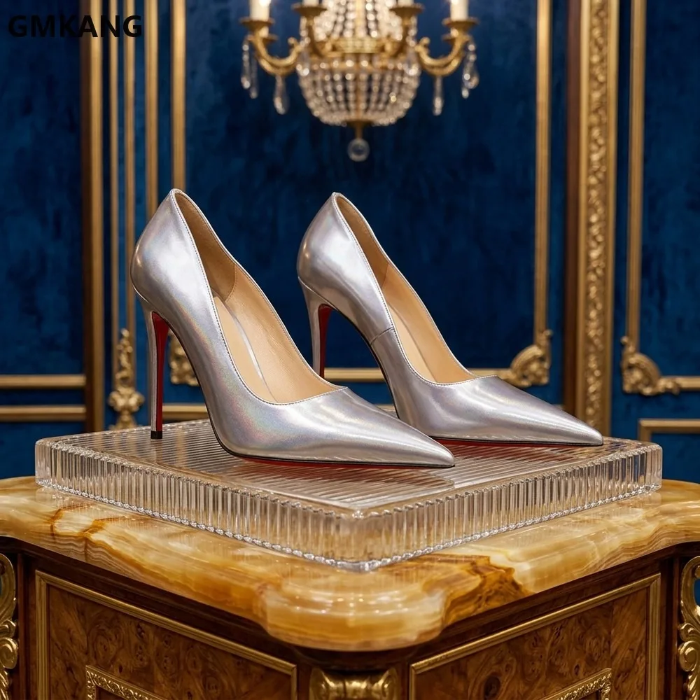 Women Pointed Toe Thin High Heel Pumps Patent Leather Stiletto Heels Dress Shoes For Party Office Work GMKANG