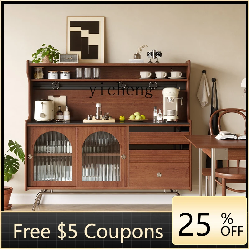 

GZ retro American rock slab dining side cabinet boxwood integrated multi-functional cabinet against the wall