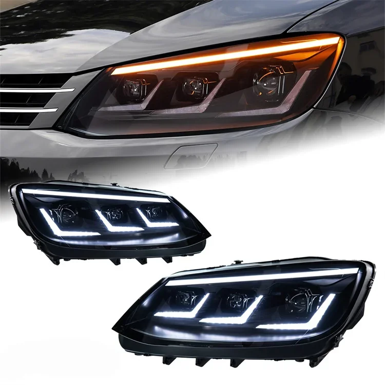 Veidt for 2012-2019  Sharan Headlight Assembly Modified LED Triple Lens Headlight Flowing Turn Signal Daytime Light