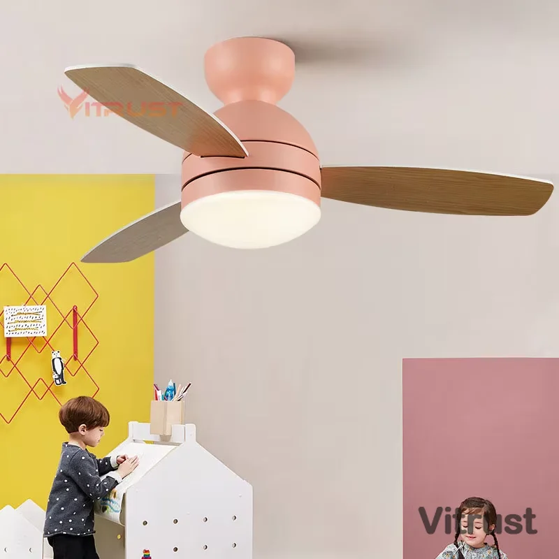 Low Floor Ceiling Fan Lamp with LED Lights and Remote Control Living Room Bedroom Dining Kids Boy Ceiling Fan Ventilador Techo