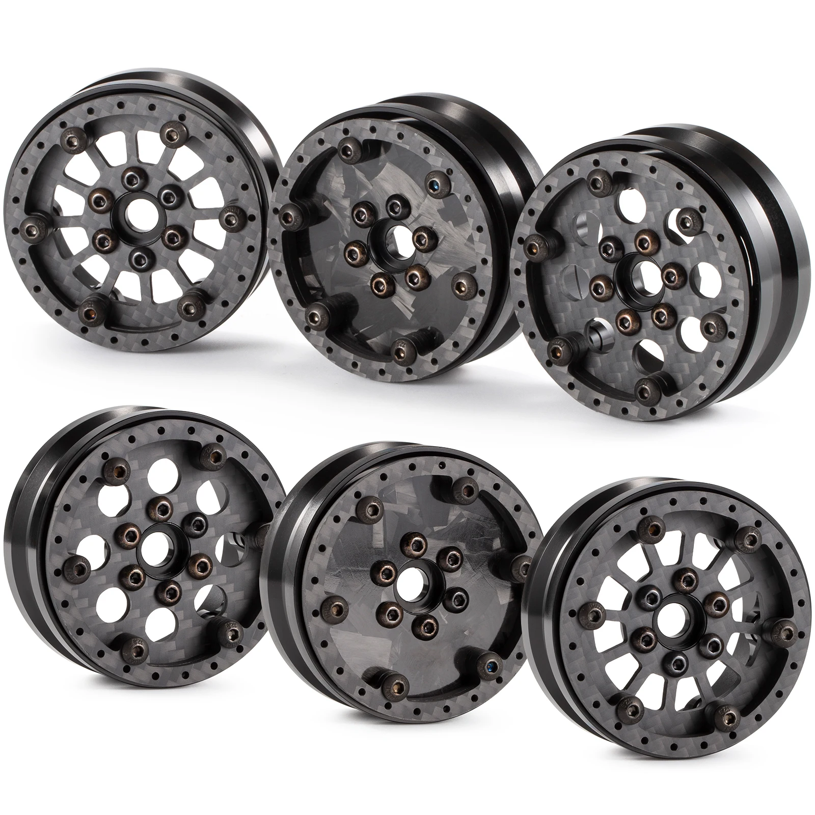 

Ultralight Carbon / Aluminum 1.9 Beadlock Wheels Adjustable Offset for 1/10 RC Crawler VS4-10 H10 OPTIC SCX10 Capra TRX4
