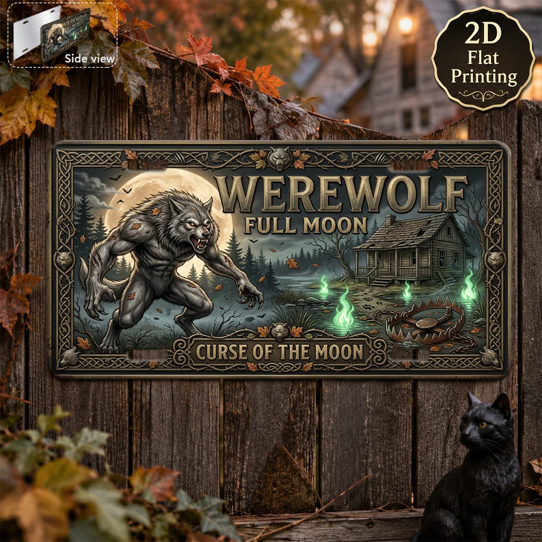 2D Flat, 1pc Vintage Werewolf Halloween Aluminum Sign 12