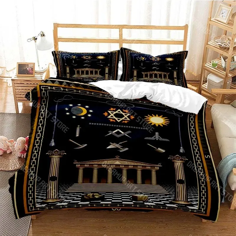 3D Printed Masonic Freemason Illuminati Bedding Set for Boys Girls Duvet Cover Twin Queen King Full Single Double Sizes
