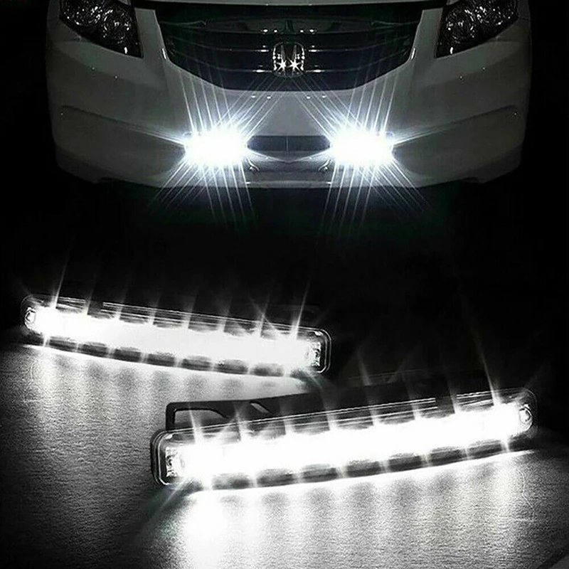 

New 2X Car 8 LED DRL Fog Driving Daylight Daytime Running Light Head Lamp White