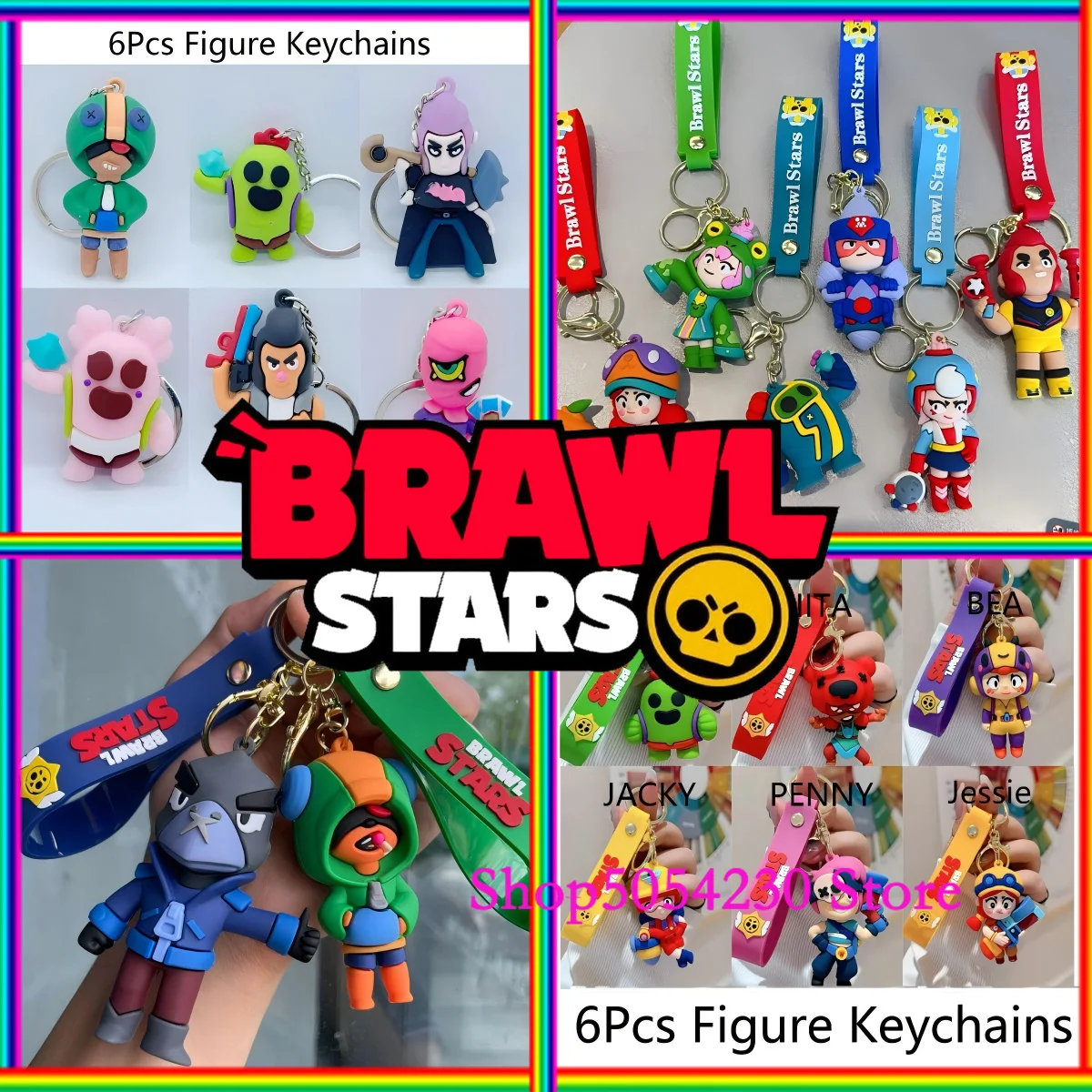 Llavero de silicona con temática del juego Brawl Stars, figuras de anime, anillos para llaves, decoración coleccionable desechable de Leon, amuleto para bolso, Crow