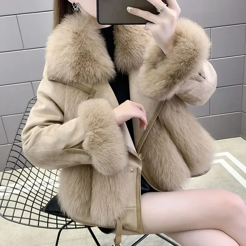 Women Coat 2024 Autumn/Winter Suede Imitation fox fur Grass Coat Female Haining Fashionable fur One-piece Coat Women\'s Clothing