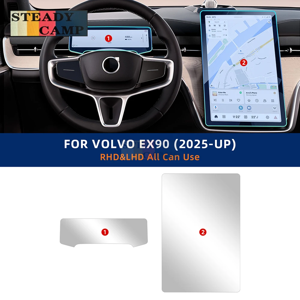 

For Volvo EX90 2025 Car Central Control Navigation Instrument Display Screen Protective Film Interior Sticker TPU PPF 2pcs