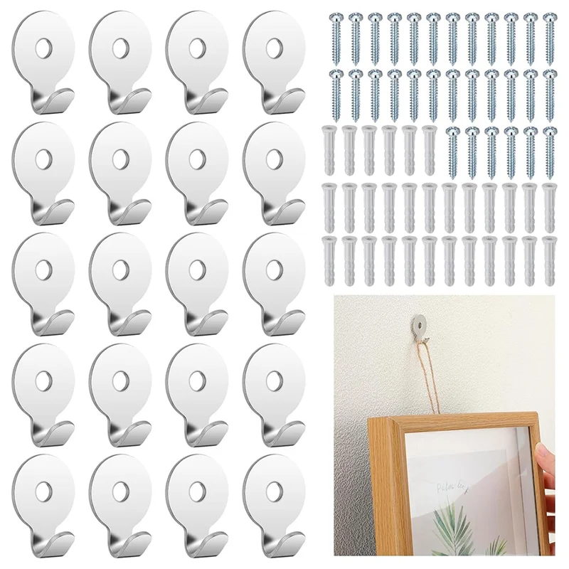 

LLCS-Steel 30 Lb Utility Hanger Wall Hook Utility Zinc Plated Keyhole For Framed Pictures Stucco Hooks