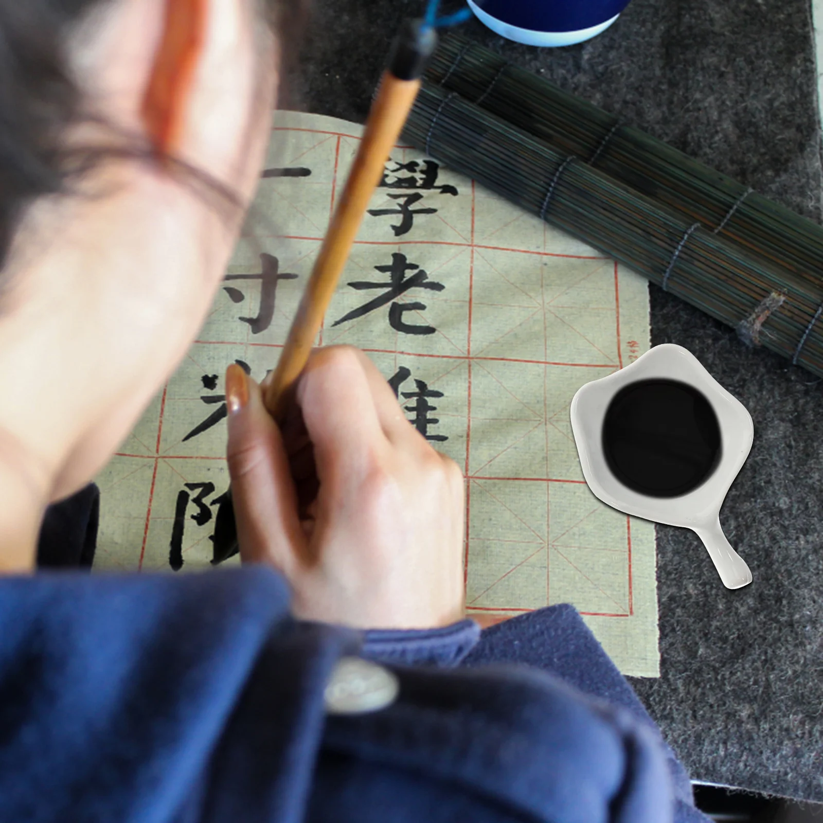 

2 PCS Calligraphy Painting Tray Chinese Brush Holder Works Drawing Kit China Ink Blocks