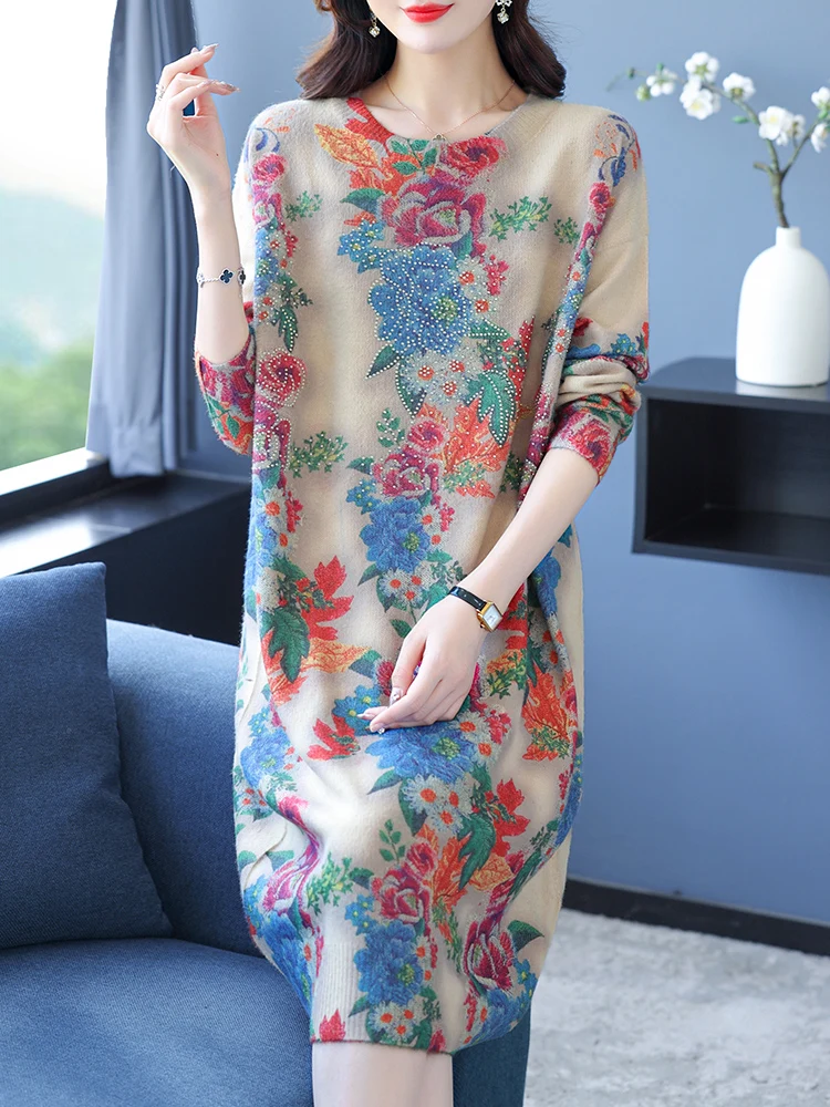 

Sweaters Dress Autumn Winter Casual Long Sleeve Tops Pullovers Knitwear Jumper Pull Elasticity Warm Long Sweater Women