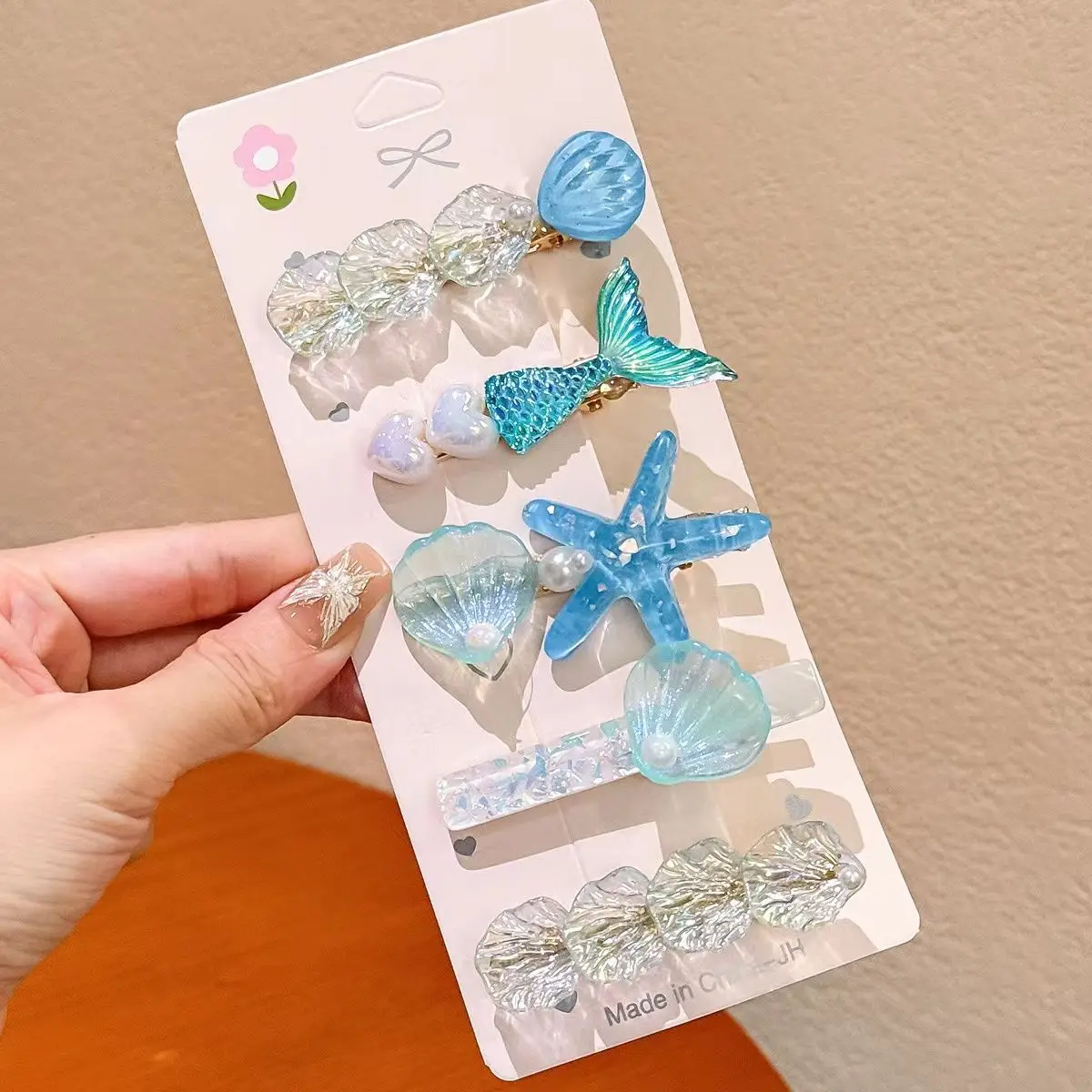 

5Pcs Starfish Shell Hairpin Set Side Bangs Clip Headgear Cute Ocean Girl Broken Hair Card Hair Clips for Women 집게핀