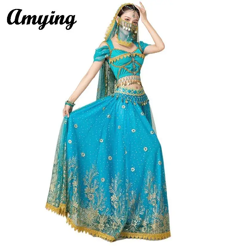 Adult Princess Clothing Gorgeous Stage Performance Big Swing Long Dress Women Belly Dance Costume Suit Sari Festival Outfit